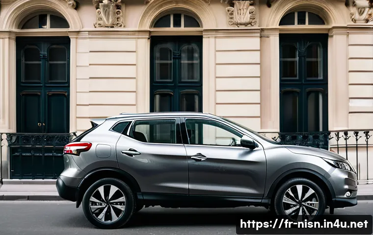 니산 로그와 닛산 캐시카이 비교 - **Nissan Qashqai in an Urban European Setting:**
    "A sleek, modern Nissan Qashqai, in a metallic ...