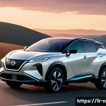 Home 20 니산 리프와 닛산 아리아의 차이 - A sleek, modern electric Nissan Ariya SUV parked on a scenic countryside road at sunset, showcasing ...