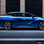 Home 18 니산 맥시마의 최신 디자인 리뷰 - A sleek and dynamic 2024 Nissan Maxima sedan parked on a modern urban street at dusk, showcasing its...
